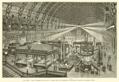 Generel natudsigt over elektricitetsudstillingens store skib, taget fra West End af French School